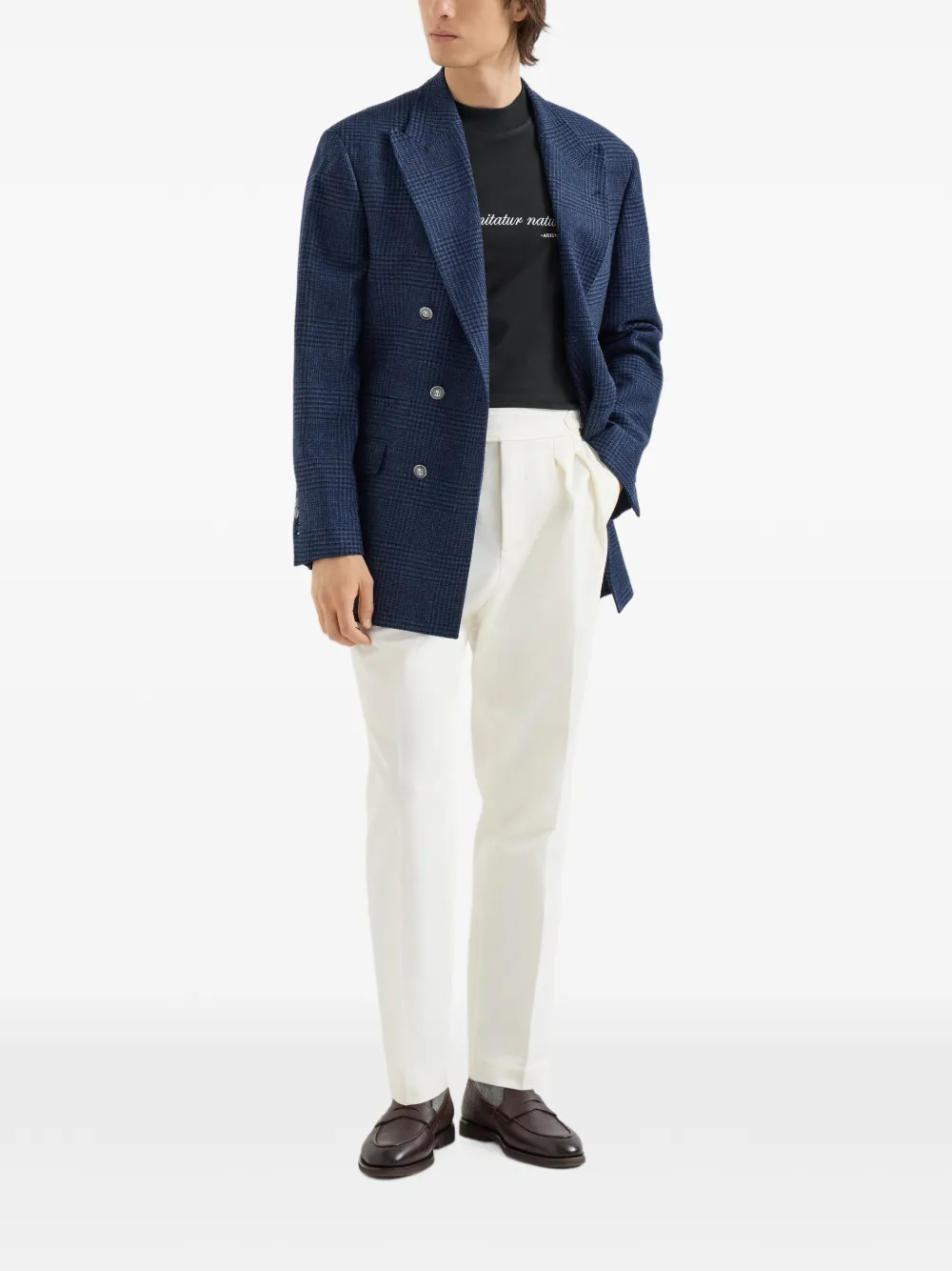 Brunello Cucinelli T-shirt met opstaande hals lange mouwen en borduurwerk Zwart