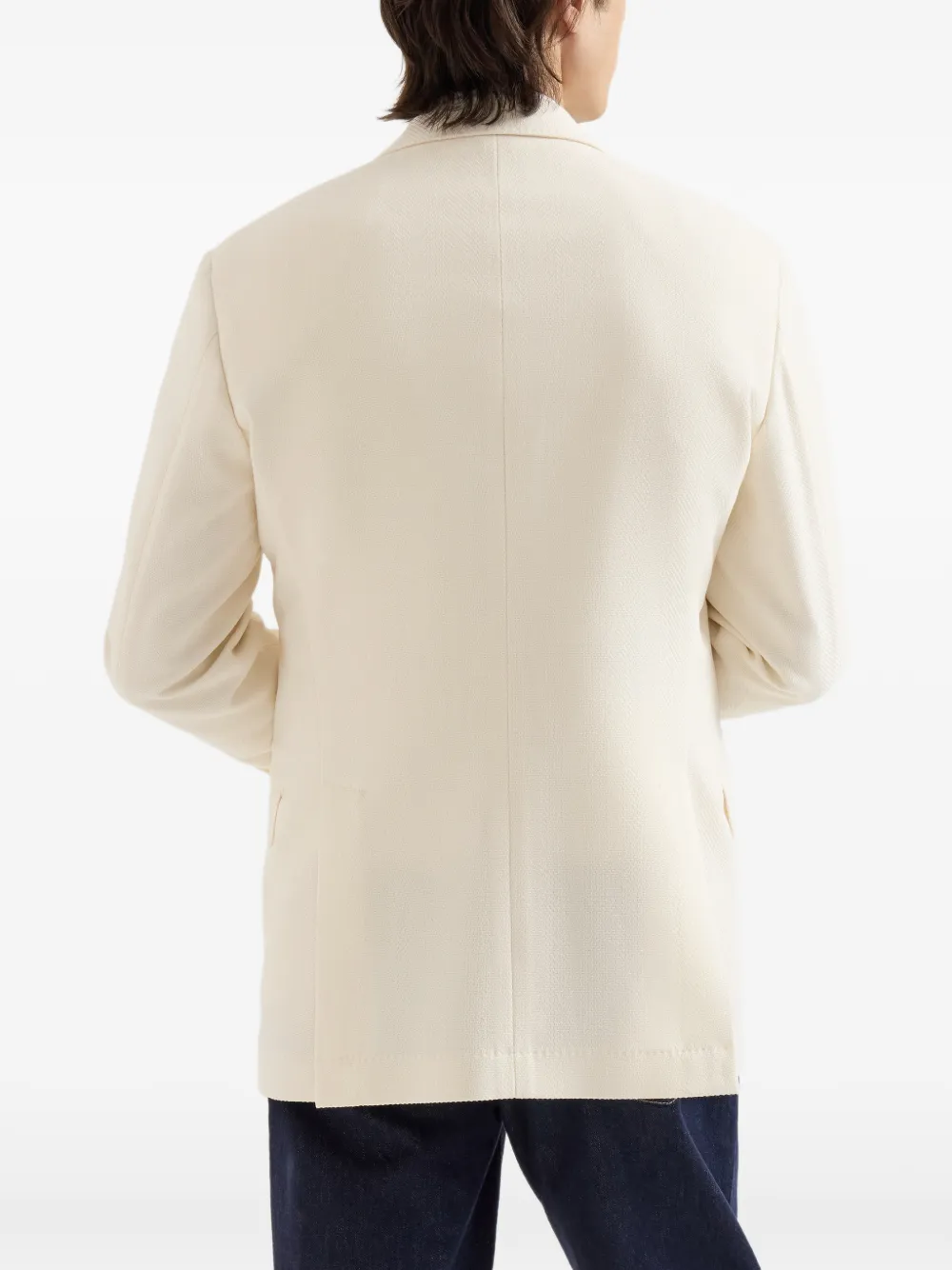 Brunello Cucinelli Blazer van scheerwol en katoen met chevron-streep Beige