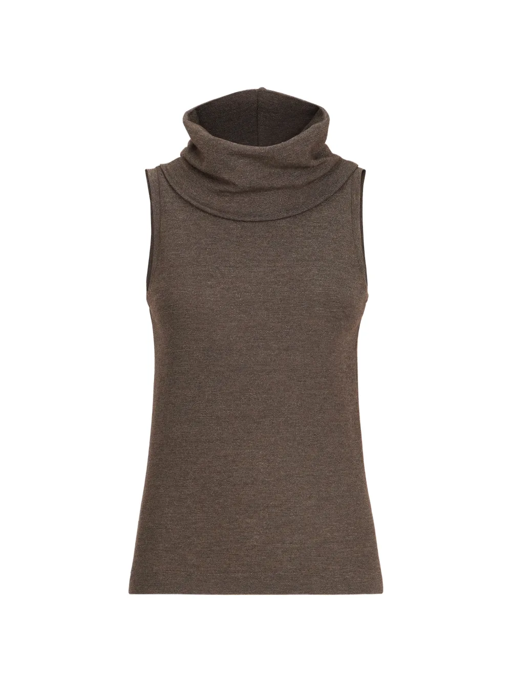 Brunello Cucinelli Glanzende jersey top van scheerwolblend met col Bruin
