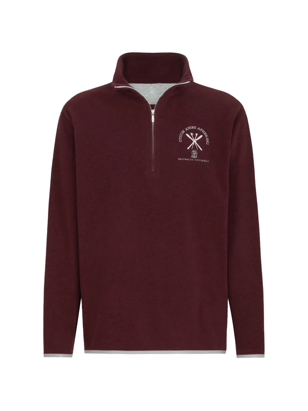 Brunello Cucinelli Techno cashmere and cotton sweatshirt with half zip - Red