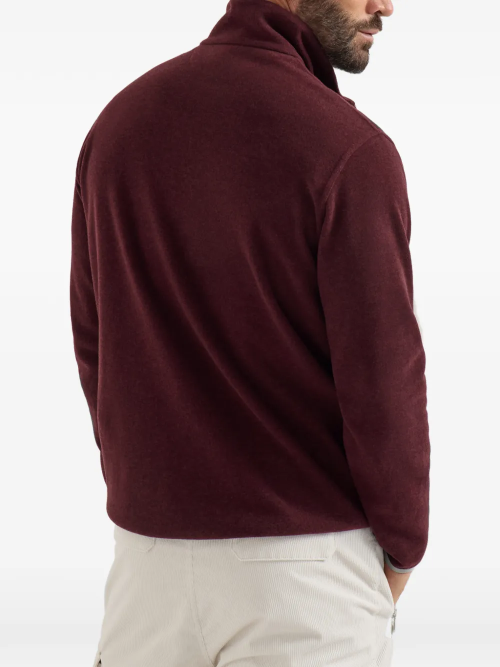 Brunello Cucinelli Techno sweater van kasjmier en katoen met halve rits Rood