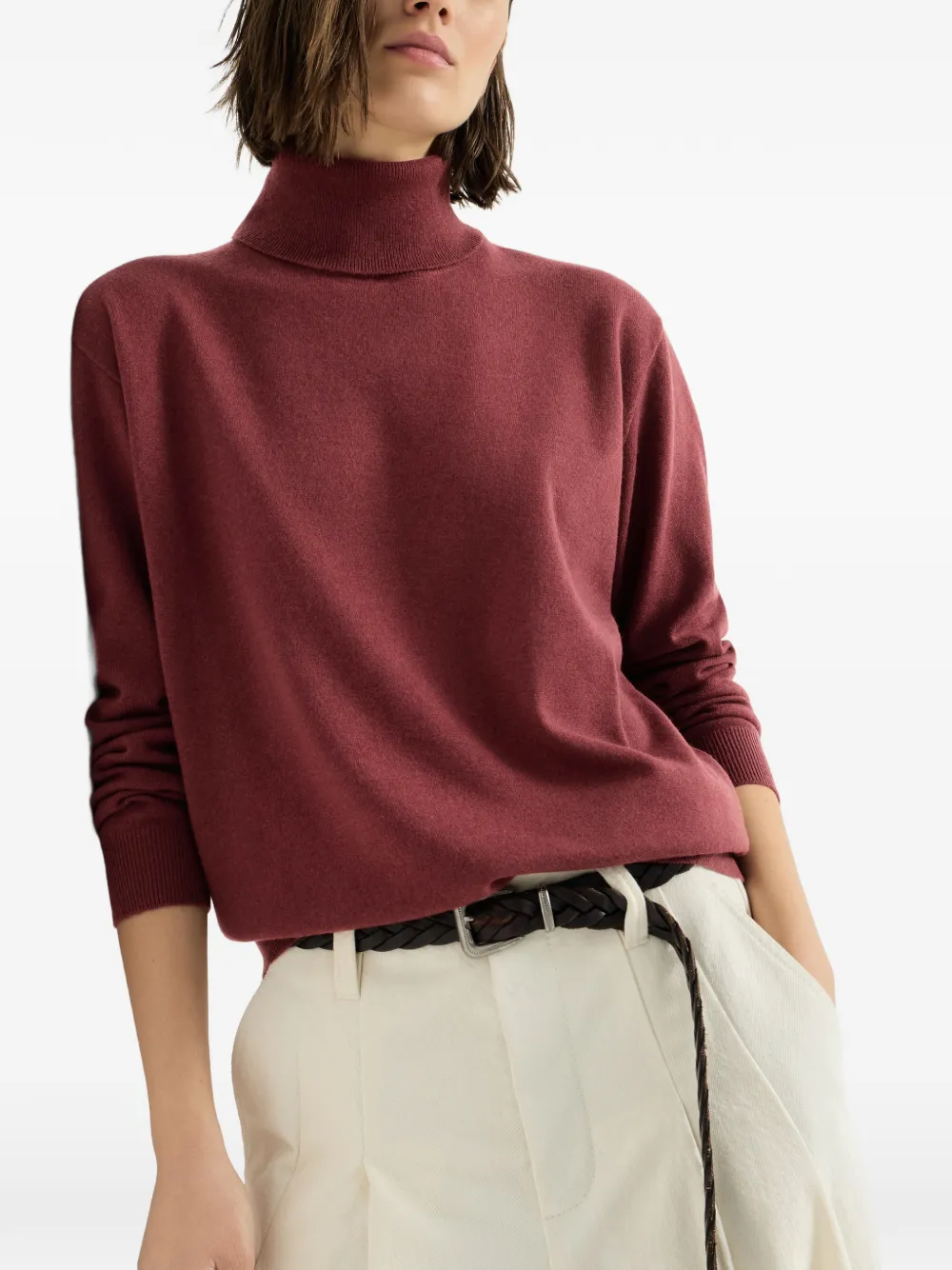 Brunello Cucinelli cashmere turtleneck sweater with Monili Rood
