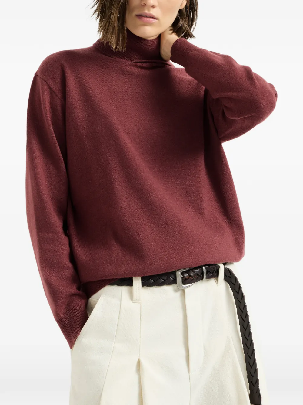 Brunello Cucinelli cashmere turtleneck sweater with Monili Rood