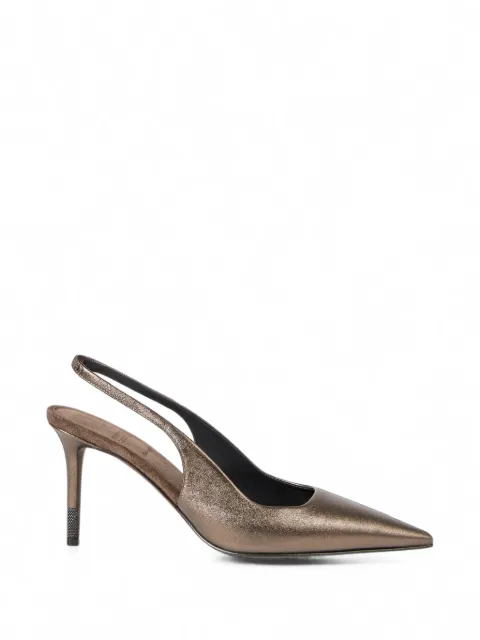 Brunello Cucinelli Monili lamé leather pumps