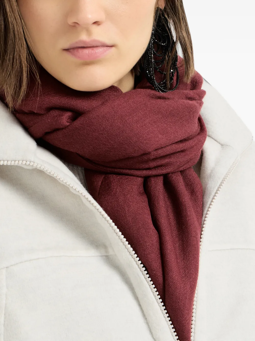 Brunello Cucinelli cashmere and silk scarf Rood