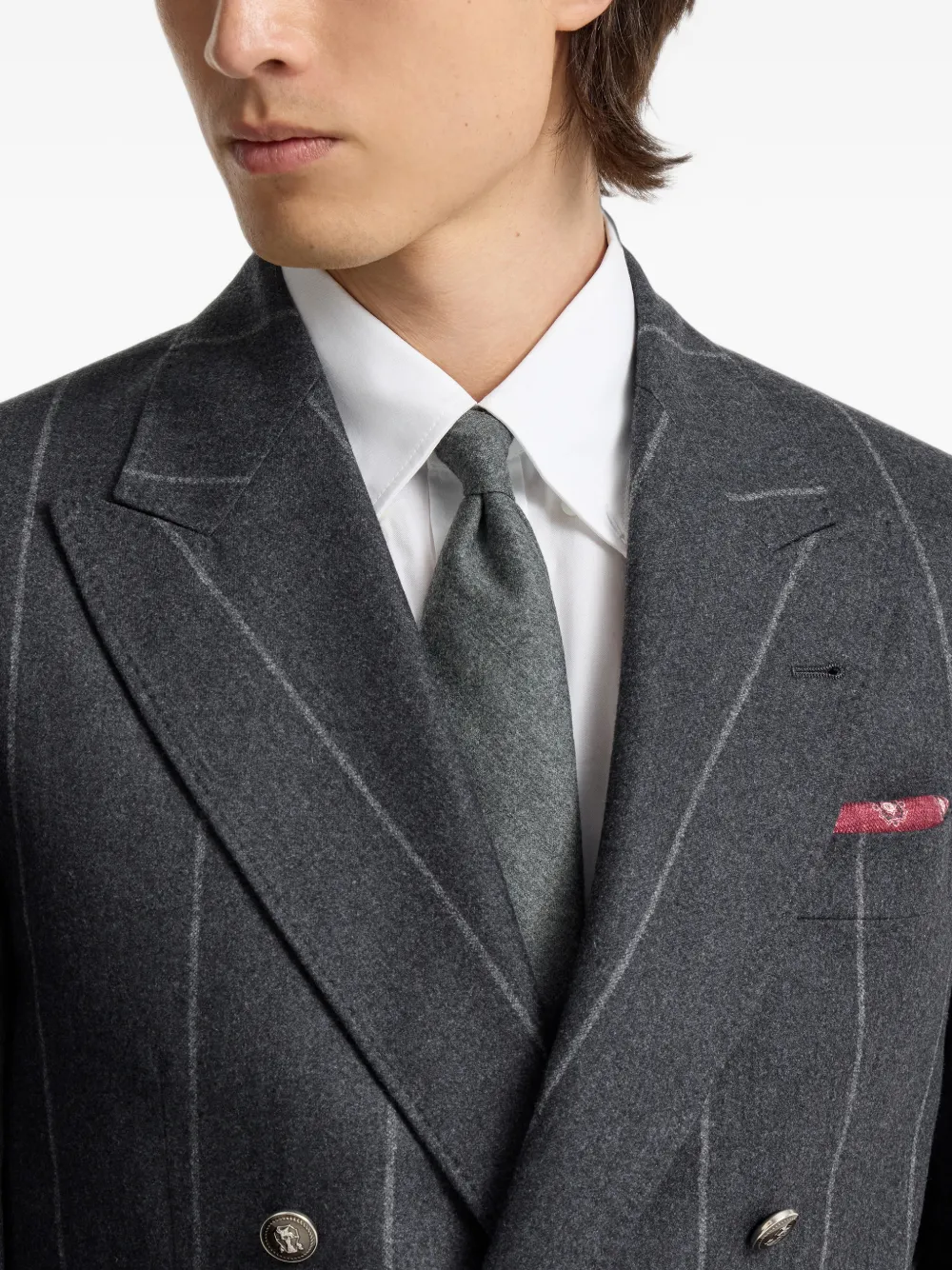 Brunello Cucinelli Flanellen stropdas met scheerwol Grijs