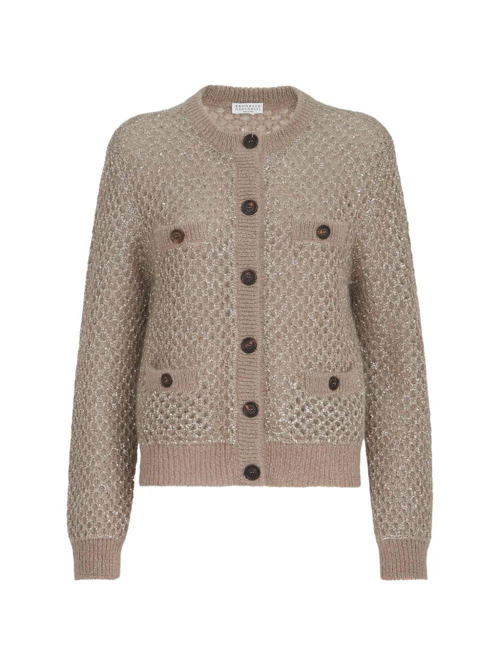 Brunello Cucinelli dazzling net cardigan in mohair - Brown