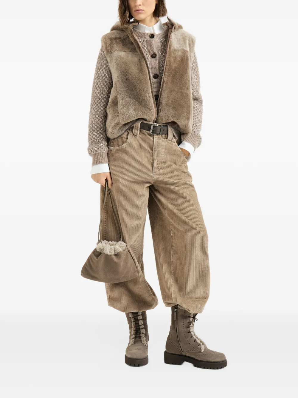 Brunello Cucinelli dazzling net cardigan in mohair Bruin