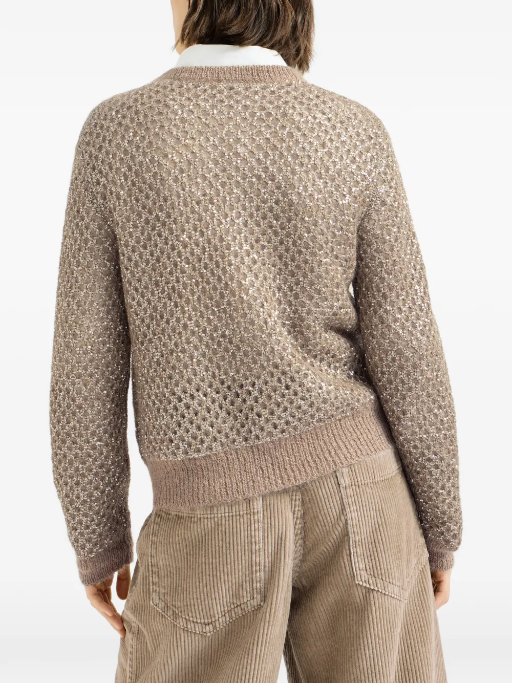 Brunello Cucinelli dazzling net cardigan in mohair Bruin