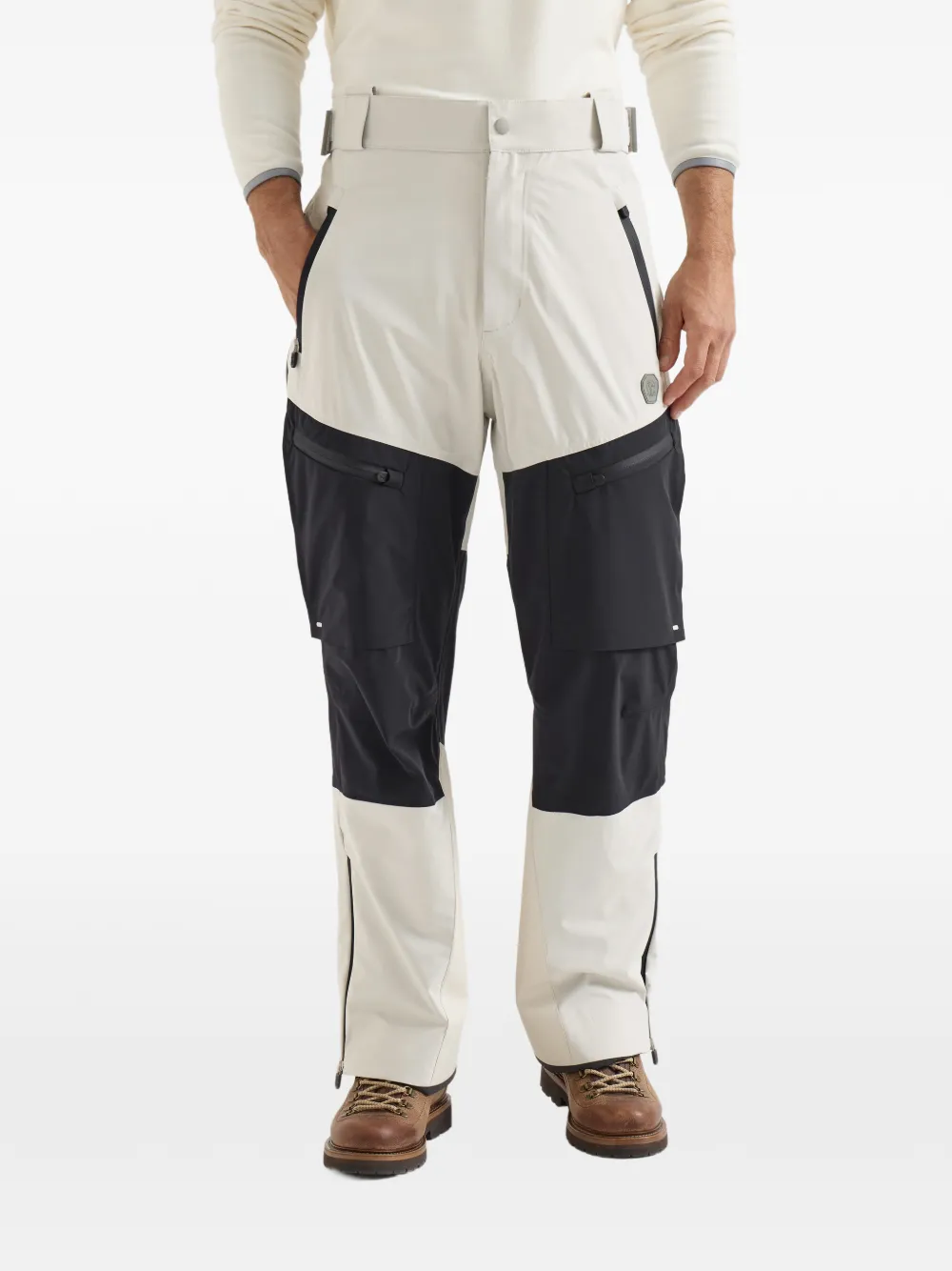 Brunello Cucinelli Mountain performance salopette van bonded taffeta met logo Beige