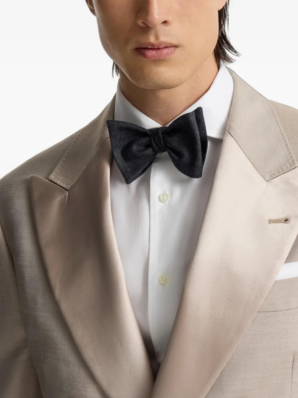 Brunello Cucinelli Flanellen vlinderdas met scheerwol Blauw