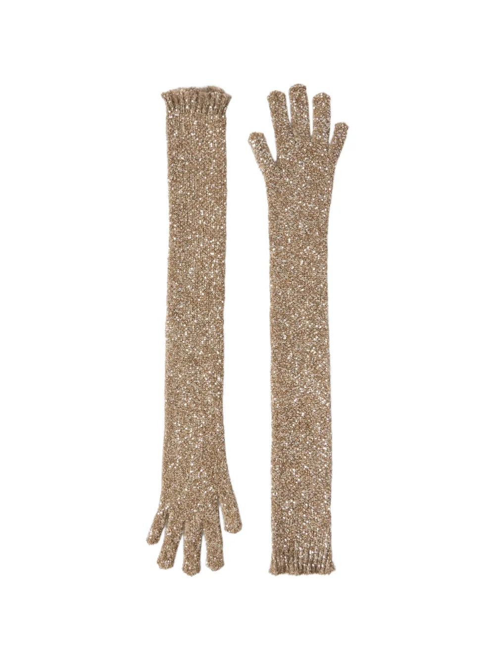 Brunello Cucinelli Gebreide handschoenen verfraaid met pailletten Beige