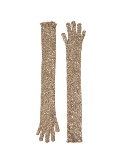 Brunello Cucinelli sequin-embellished knit gloves