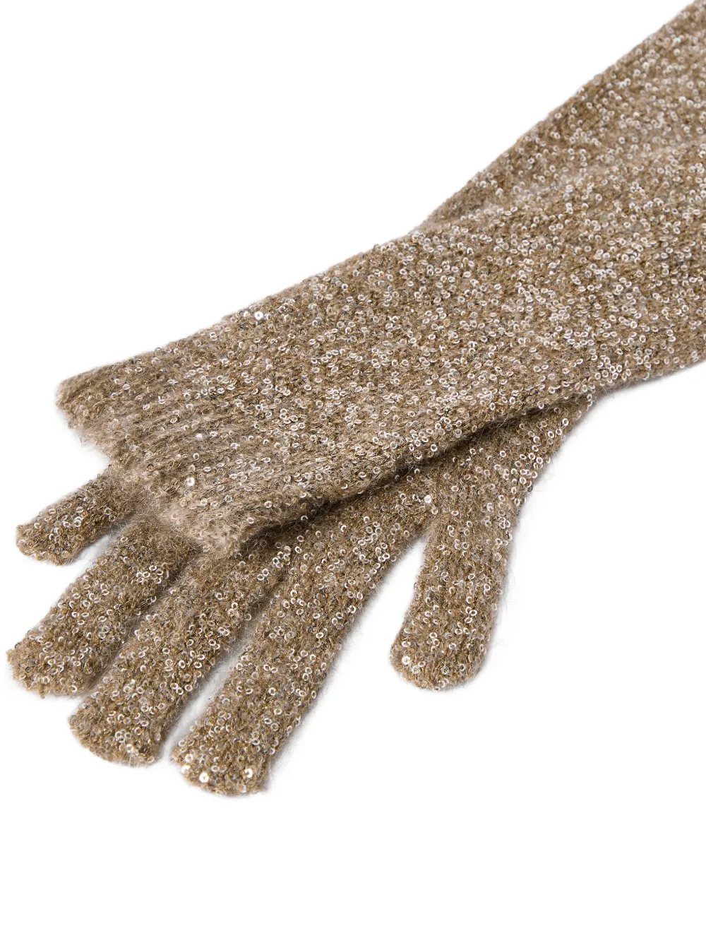 Brunello Cucinelli Gebreide handschoenen verfraaid met pailletten Beige