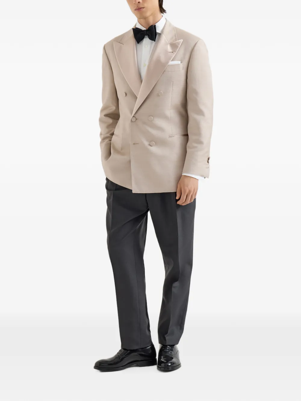 Brunello Cucinelli Sea Island katoenen twill overhemd met Italiaanse kraag Wit