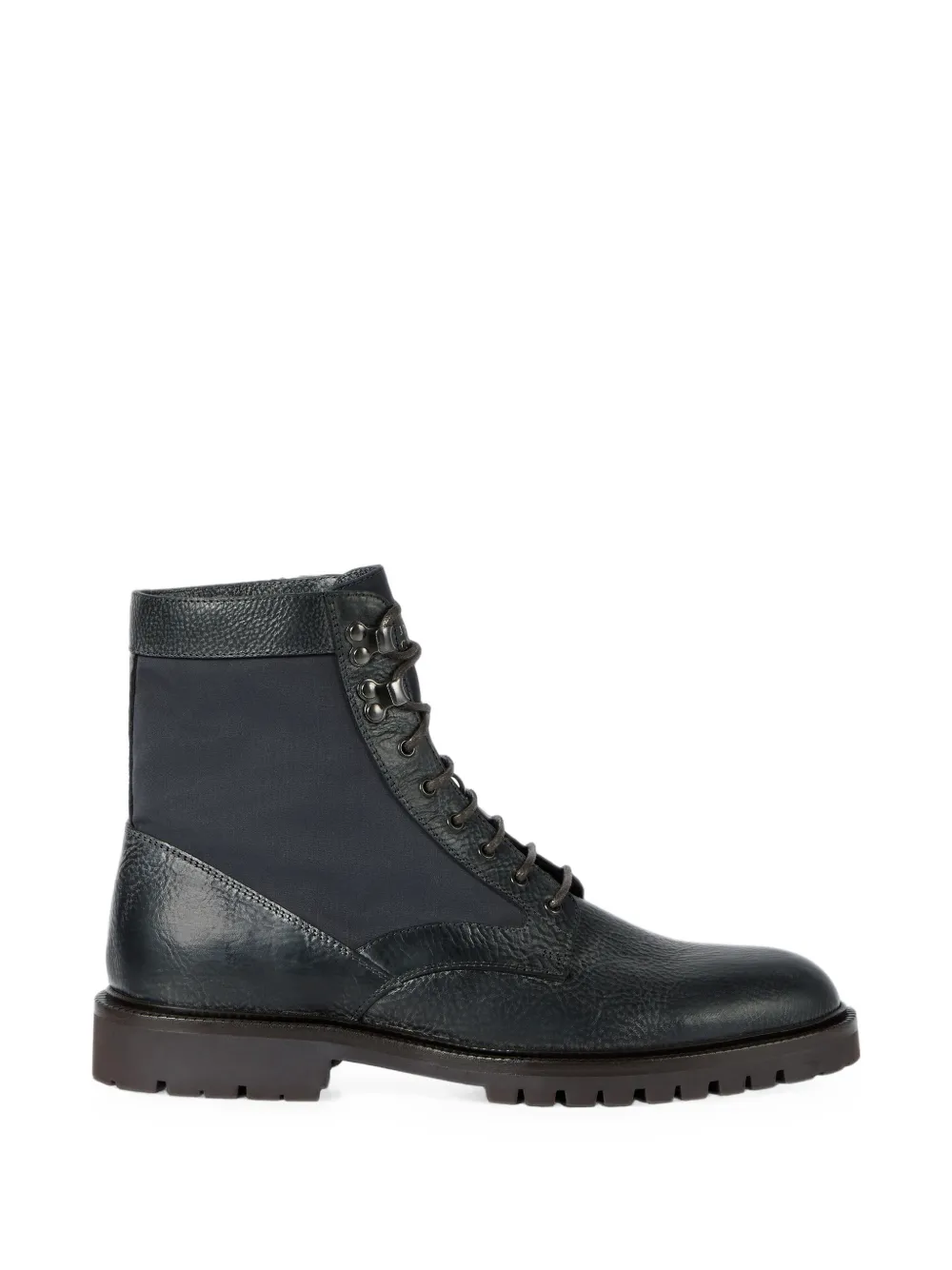 Brunello Cucinelli aged calfskin and waxed nylon boots - Blue