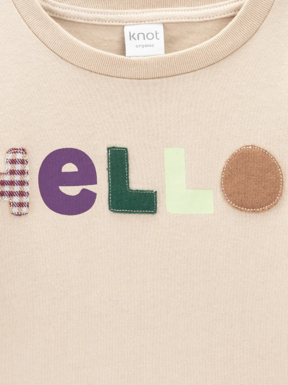 Knot T-shirt met applicatie en lange mouwen Beige