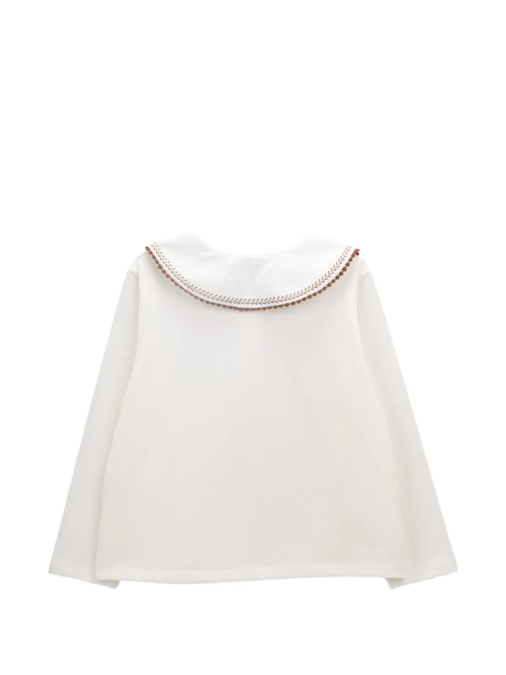 Knot Mae poloshirt met geborduurde kraag en lange mouwen Wit