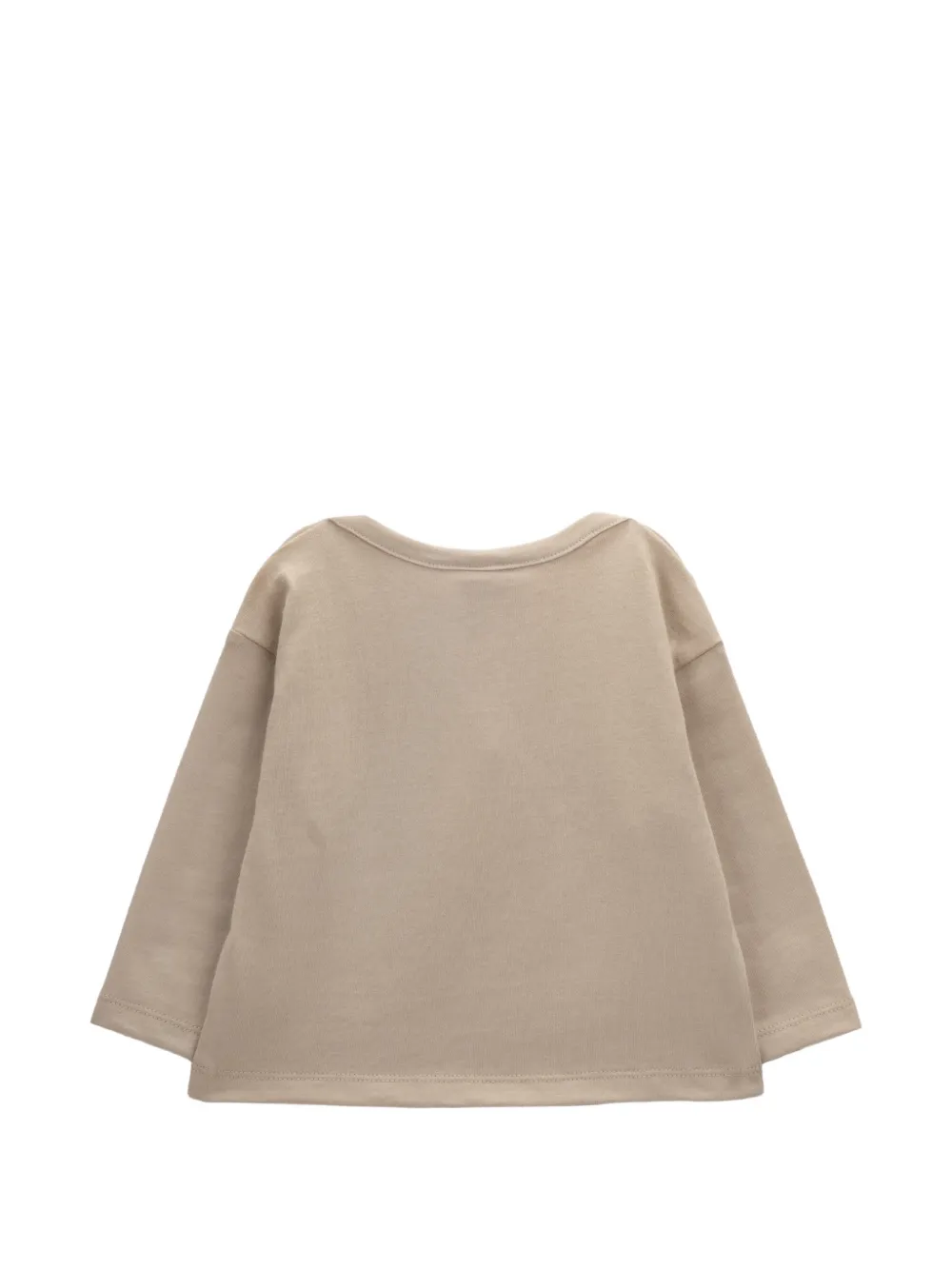 Knot T-shirt met uil-print en knopen op de schouder Beige
