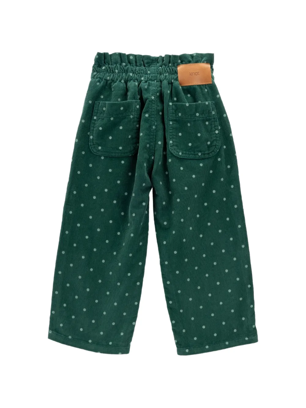 Knot Posy Dots ribfluwelen broek met stippen Groen