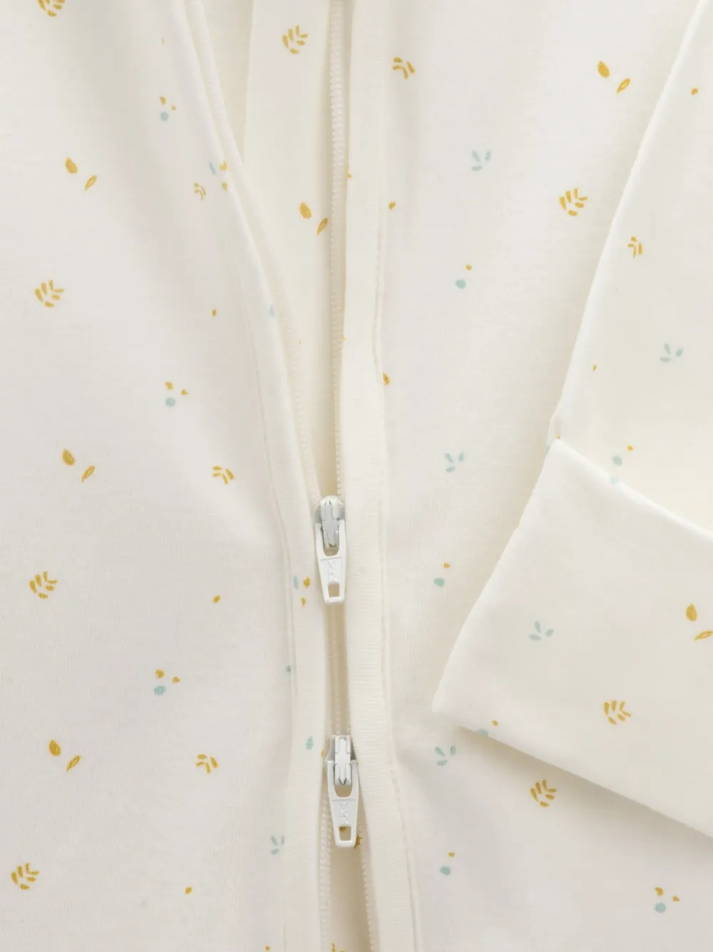 Knot Romper met blader-print en rits Wit