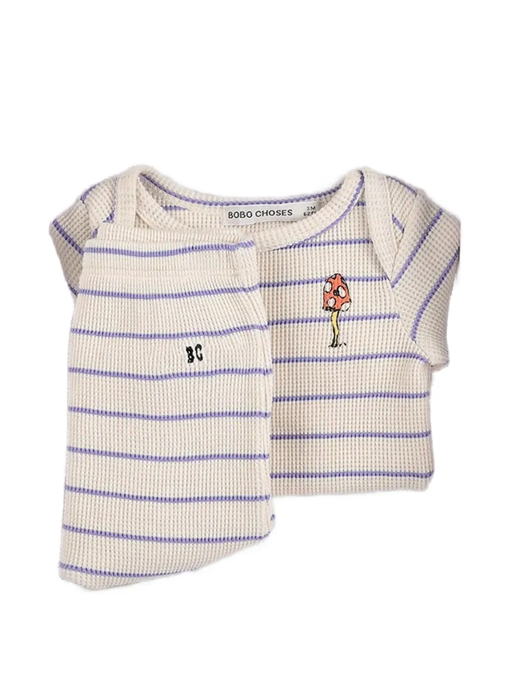 Bobo Choses striped waffle-knit pajamas set Beige