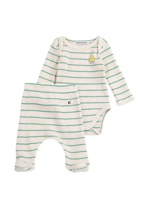 Bobo Choses striped waffle-knit pajamas set