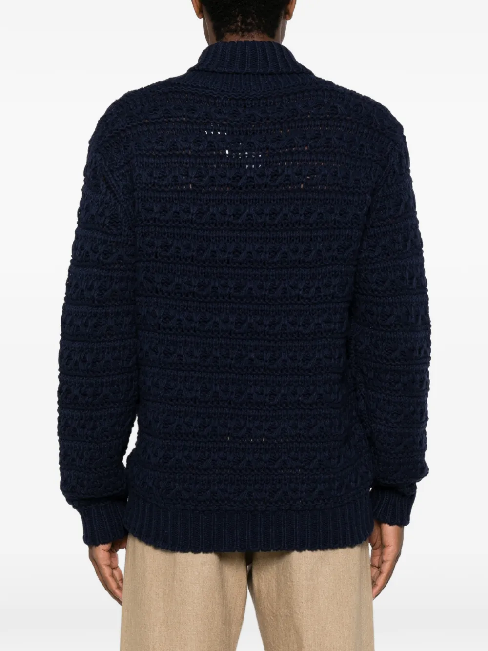 Canali Opengebreide trui met sjaalkraag Blauw