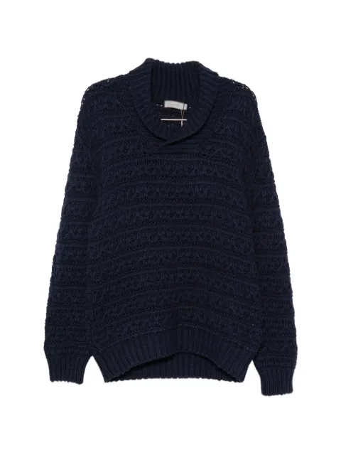 Canali shawl-collar open-knit sweater