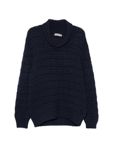 Canali shawl-collar open-knit sweater