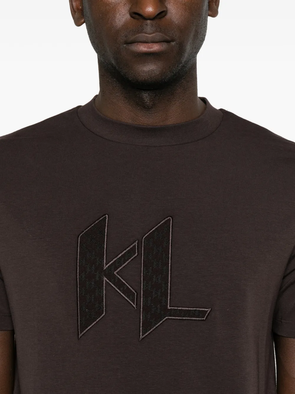 Karl Lagerfeld T-shirt met logopatch Bruin