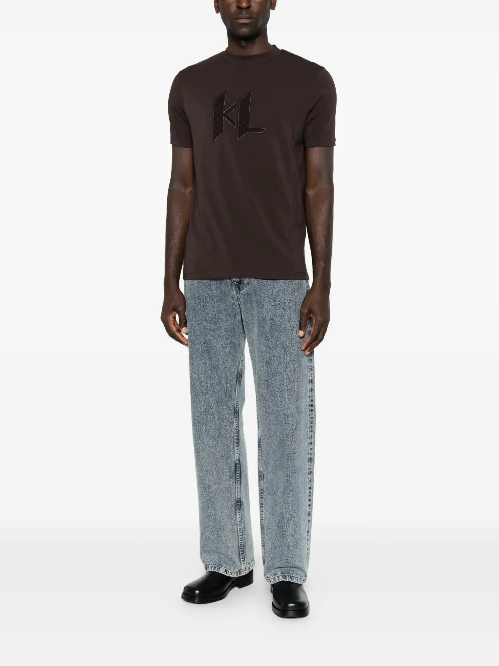 Karl Lagerfeld T-shirt met logopatch Bruin