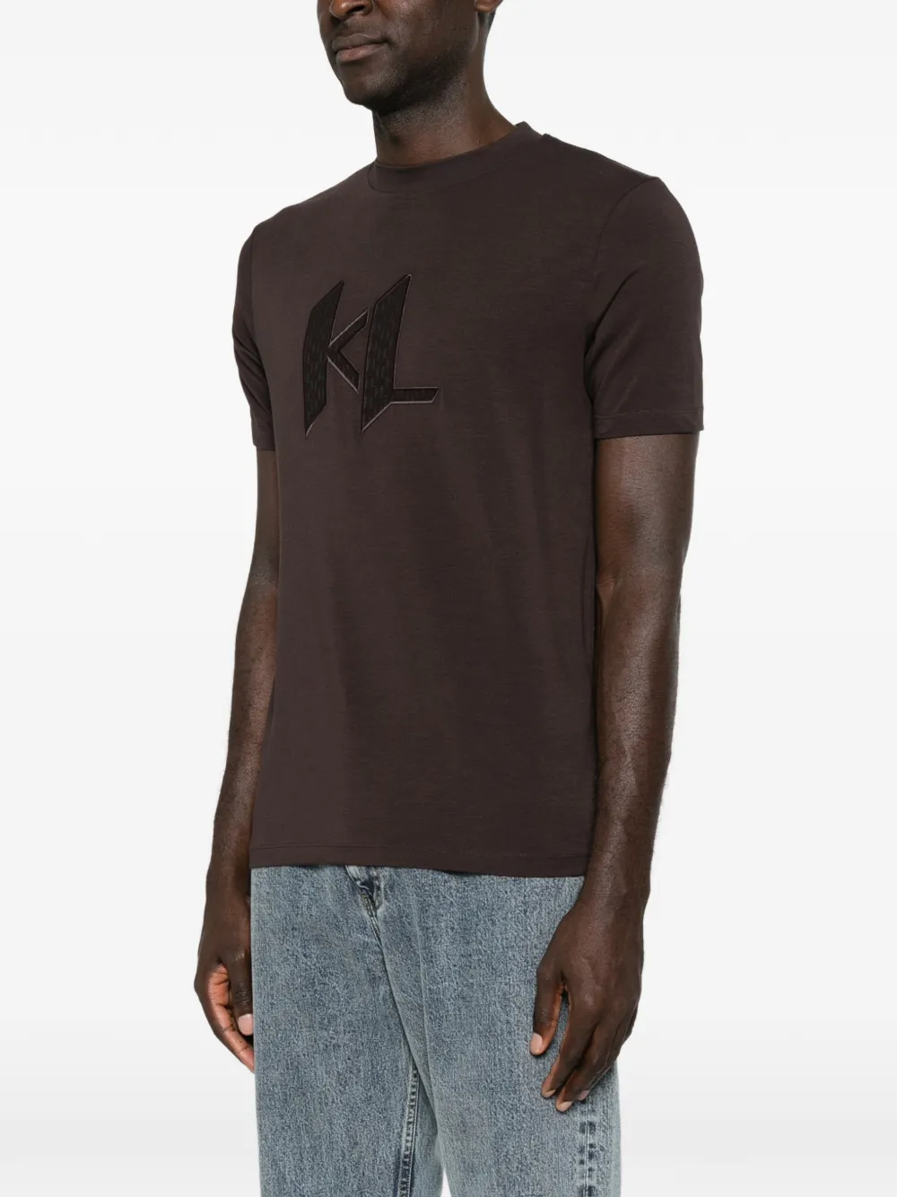 Karl Lagerfeld T-shirt met logopatch Bruin