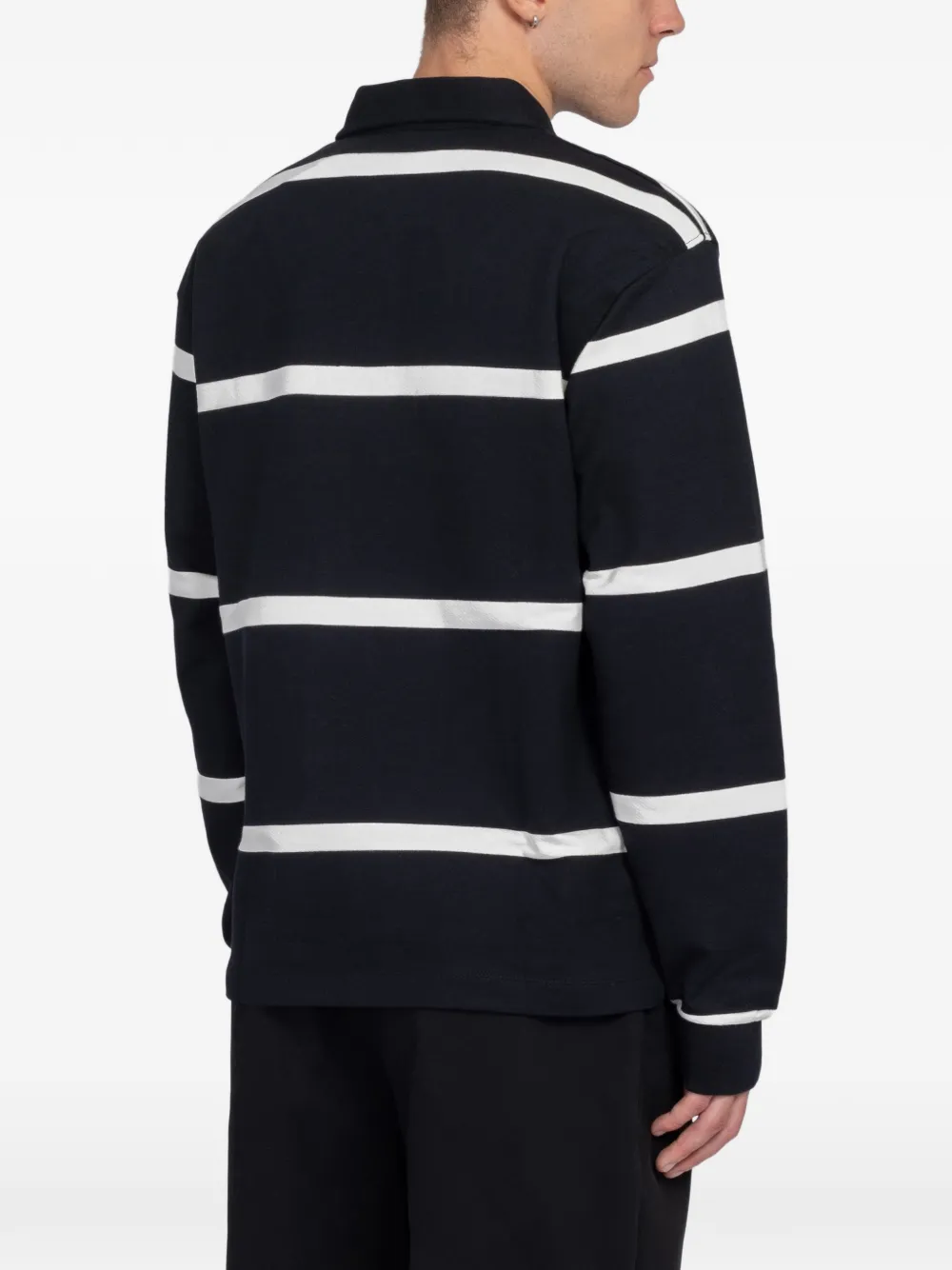 MINIMUM Tate striped long-sleeved polo shirt Zwart