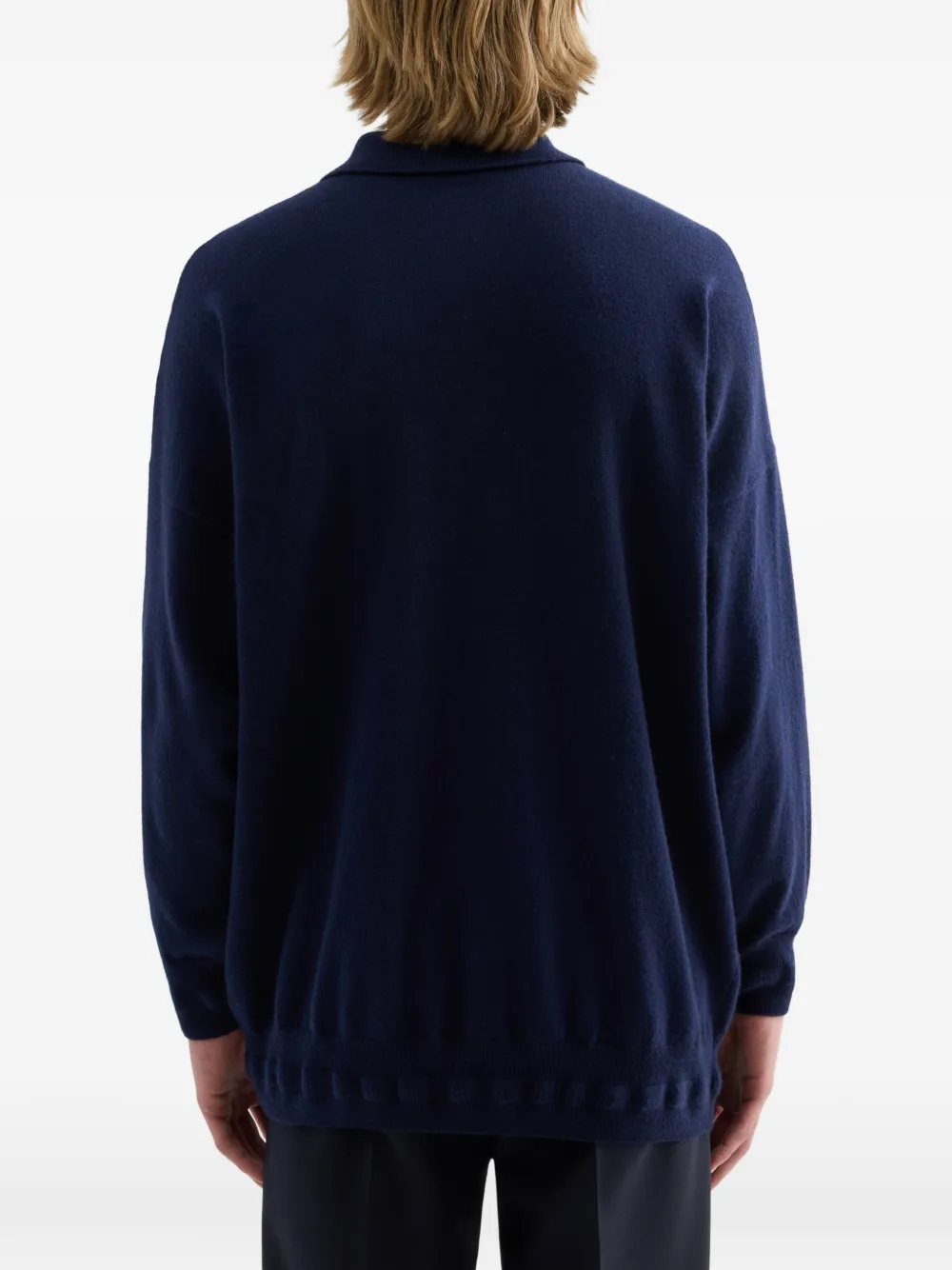 Jil Sander cashmere polo cardigan Blauw