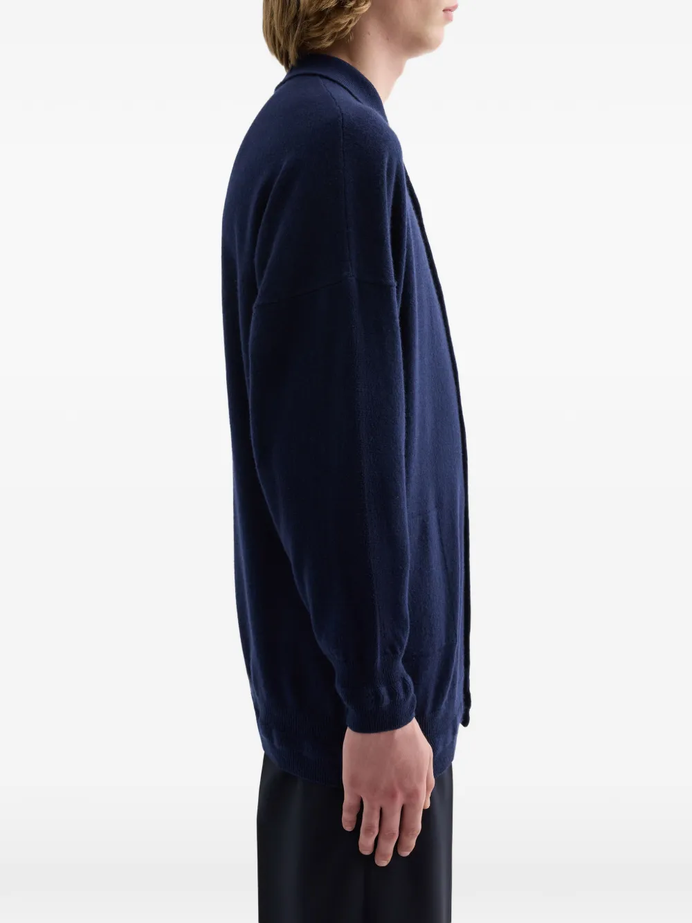 Jil Sander cashmere polo cardigan Blauw