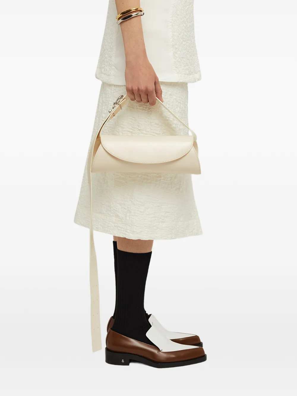 Jil Sander Kleine Cannolo schoudertas met sterrenbeeld-gesp Beige