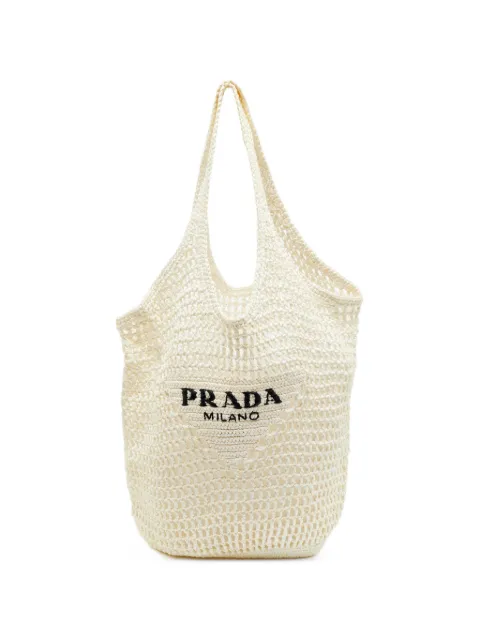 Prada Pre-Owned bolsa de hombro grande de crochet con parche del logo