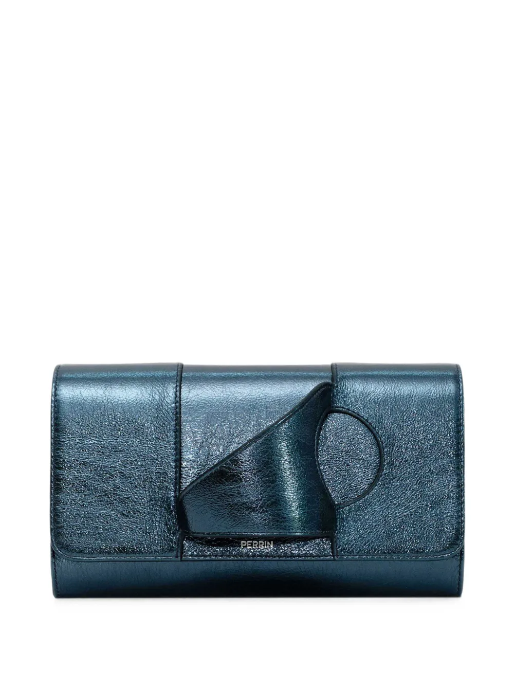 Perrin Paris pochette L’Asymétrique en cuir métallisé - Bleu Perrin Paris pochette L’Asymétrique en cuir métallisé - Bleu