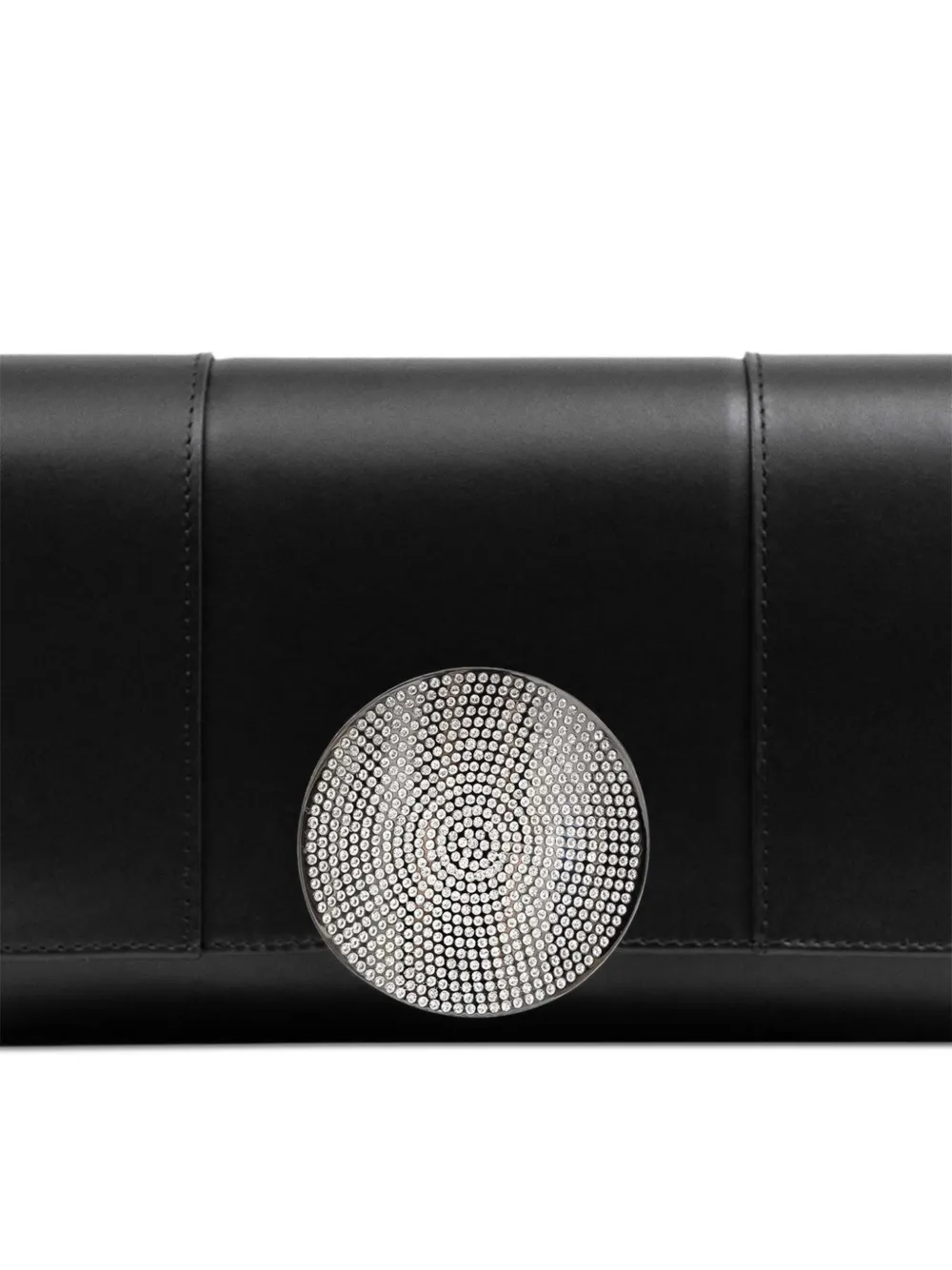 Perrin Paris Le Disque Strass leather clutch bag Zwart