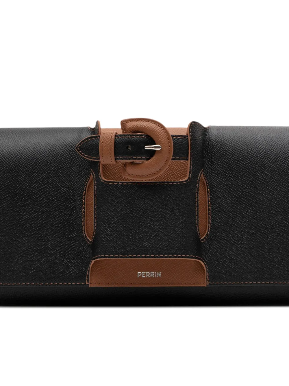 Perrin Paris La Parisienne leren clutch met gesp Zwart