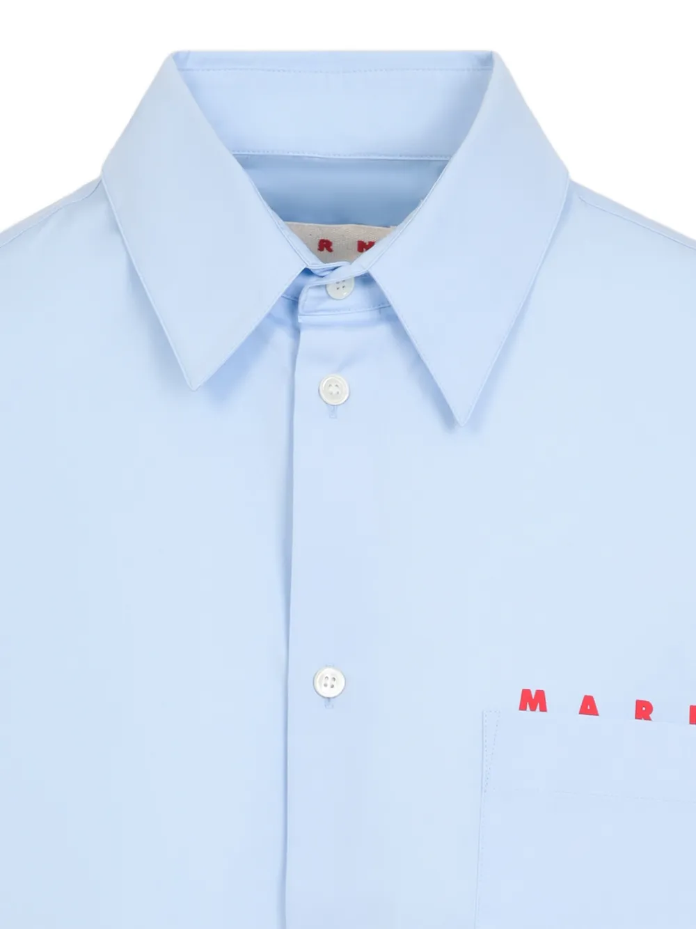 Marni logo-print pocket shirt Blauw