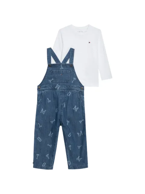 Tommy Hilfiger Junior logo-print dungarees and T-shirt set