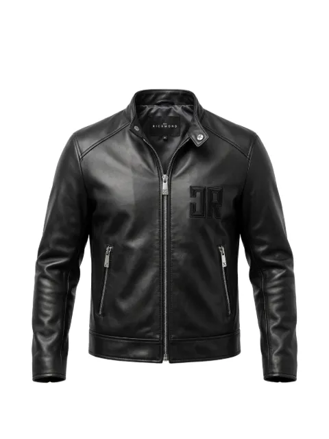 John Richmond Junior logo-patch leather jacket