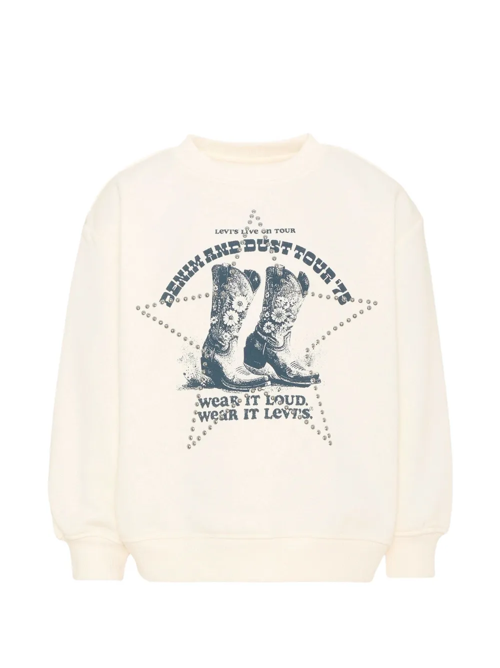 Levi's Kids Denim Tour graphic-print rhinestone-embellished sweatshirt - Bianco