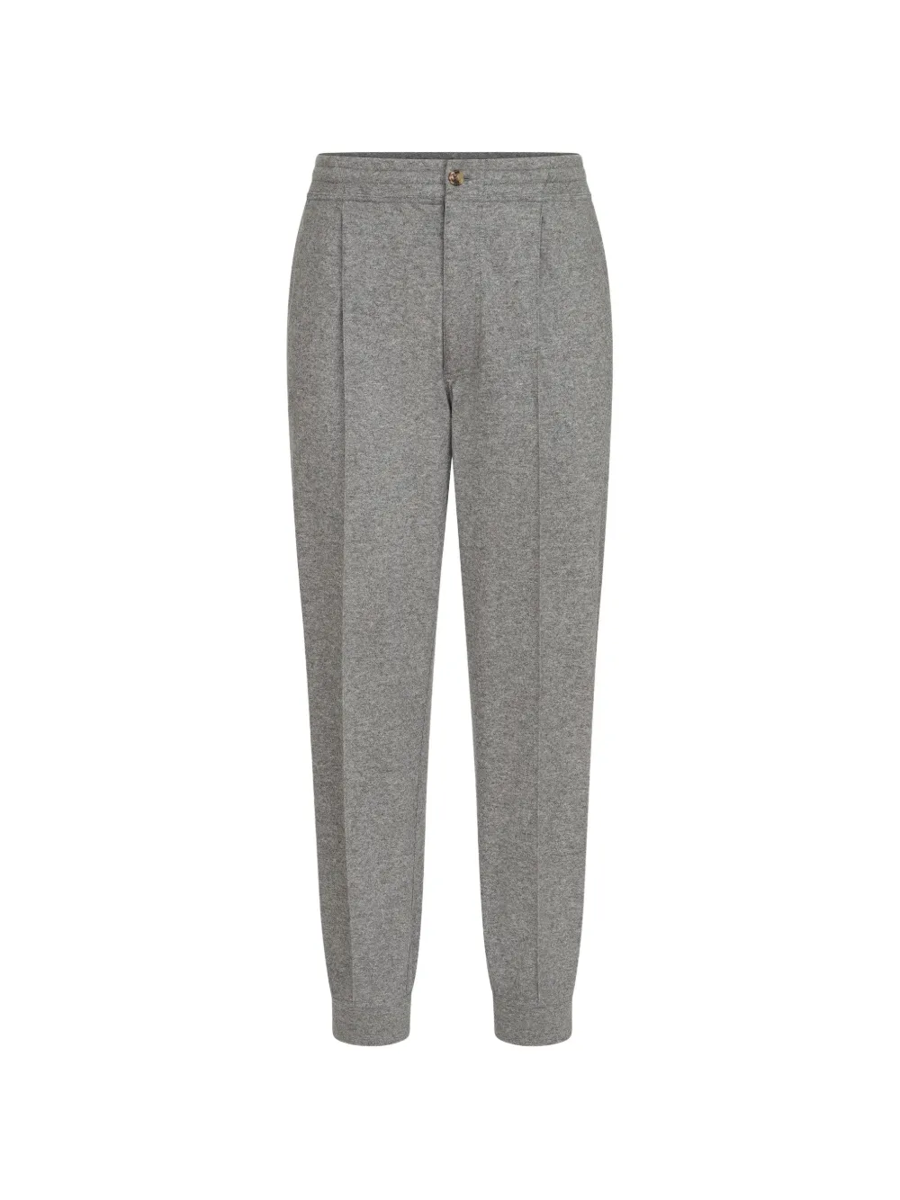 Brunello Cucinelli cashmere jersey trousers with crête detail and elasticated zipper cuffs - Grey