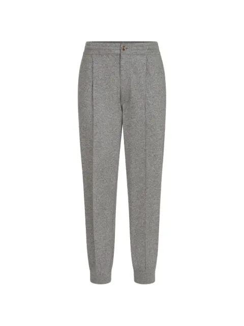 Brunello Cucinelli cashmere jersey trousers with crête detail and elasticated zipper cuffs