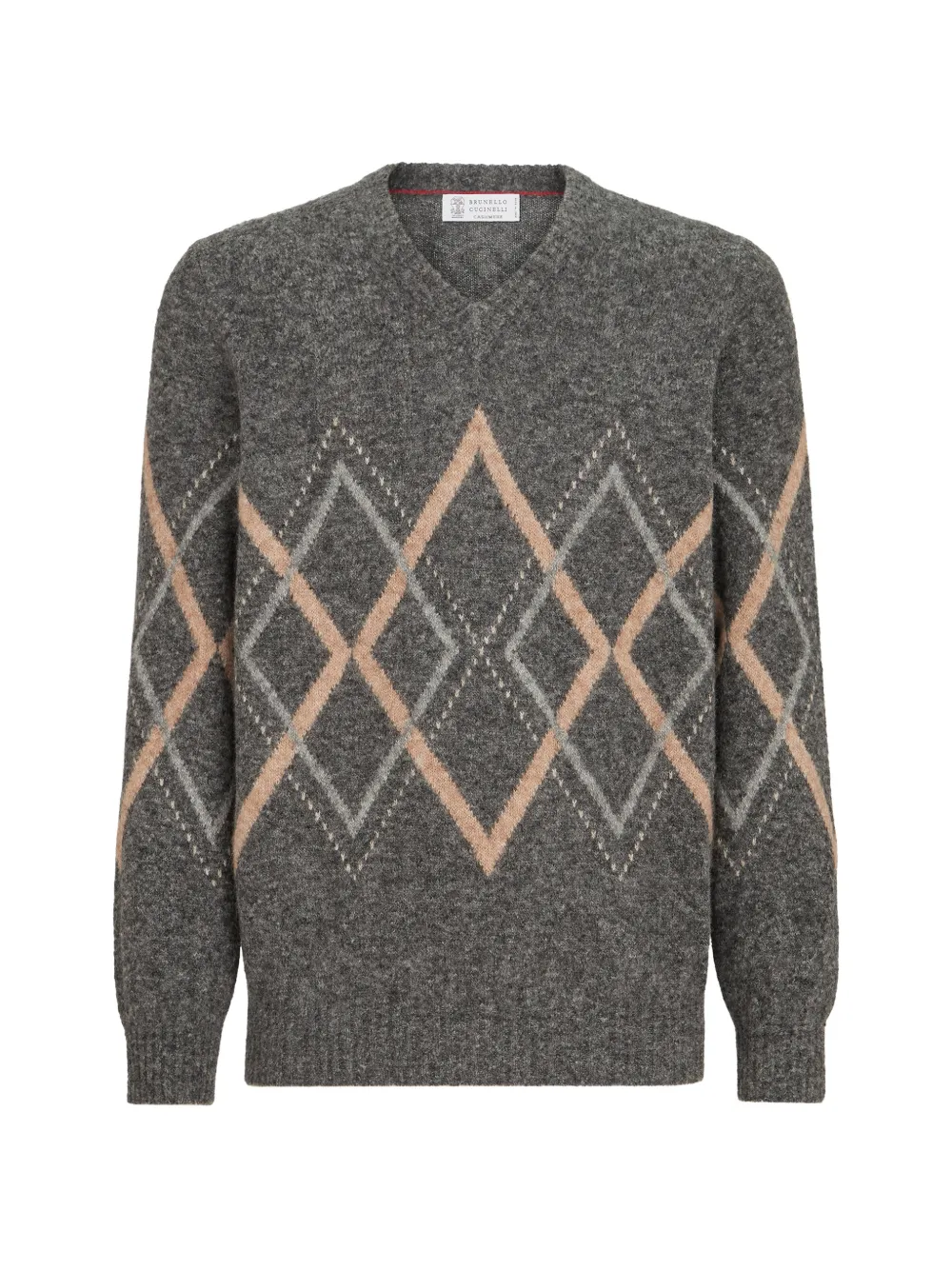 Brunello Cucinelli Trui van alpaca kasjmier en wol met argyle intarsia Grijs