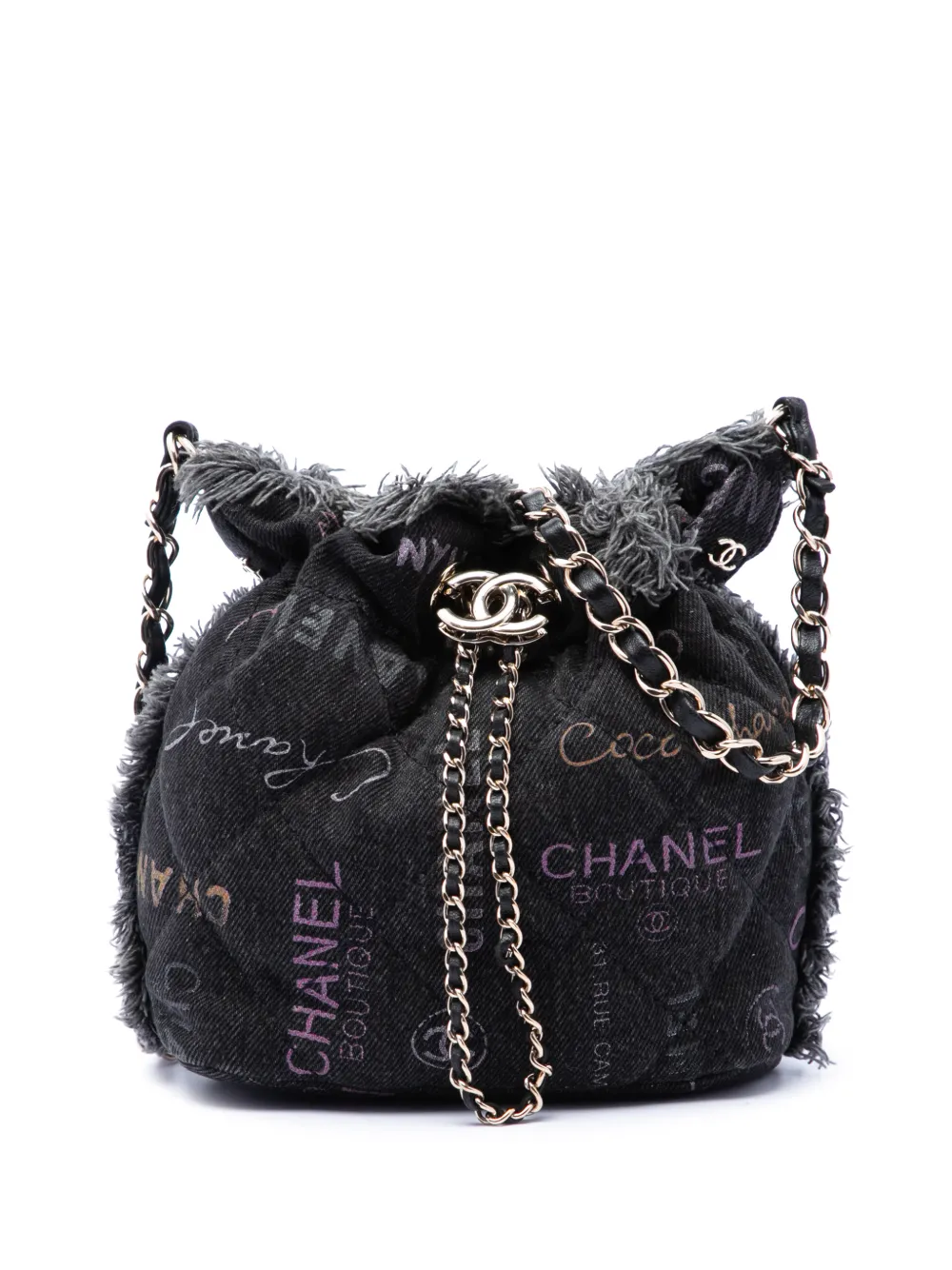 CHANEL Pre-Owned 2021-2026 Small Denim Mood with Chain bucket bag - Grigio