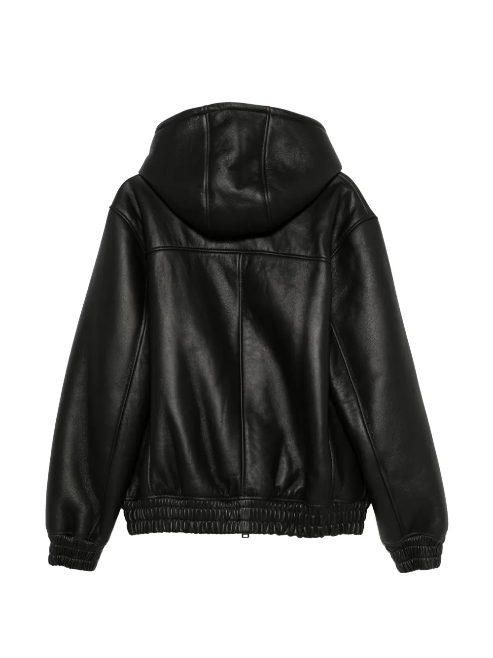 Arma Leren jack met capuchon Zwart